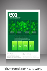 green eco flyer,brochure template. vector