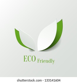 Green eco friendly background - abstract paper leaves