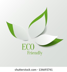 Green eco friendly background - abstract paper leaves