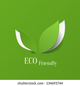 Green Eco Friendly Background - Abstract Paper Leaves