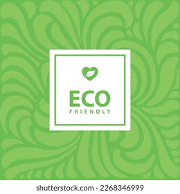 Green eco friendly background floral design, decorative template, leaf and heart