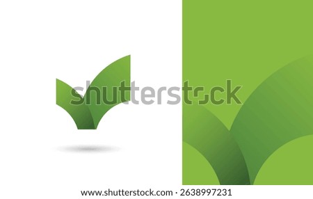 green eco friendly check mart tick icon vector illustration symbol, sustainable natural certified plant based go green organic bio logo and background banner template