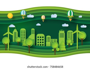 Solar Panels Wind Turbines City Buildings Stock Vector (royalty Free 