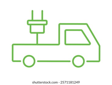 green eco friendly electric truck line icon