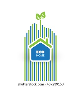 Green Eco Friendly Home Concept - Illustration in Editable Vector Format 