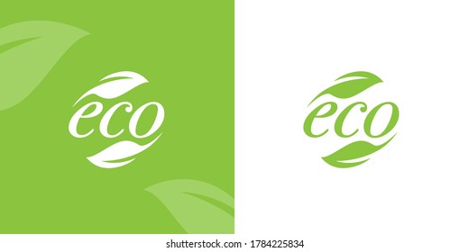Diseño de iconos ecológicos. Logo de la hoja orgánica bio. Signo de ecosistema. Símbolo de reciclaje del entorno. Ilustración vectorial.