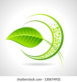 Green eco friendly icon with leaf