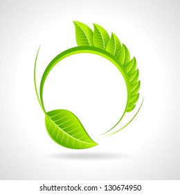 Green eco friendly icon with leaf