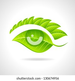 Green eco friendly icon with leaf and eye