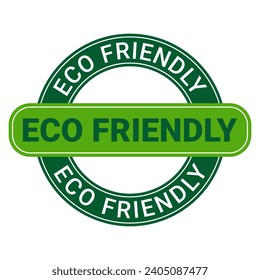 Green Eco Friendly isolated round stamp sticker vector illustration