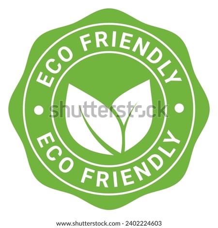 Green Eco Friendly isolated stamp sticker with Leaves icon vector illustration