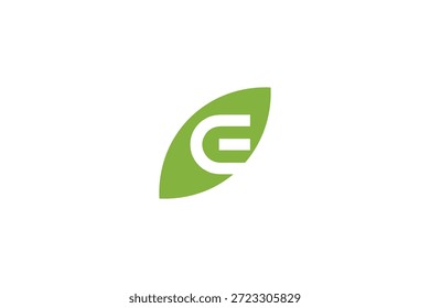 Logotipo ecológico verde com folha e letra e