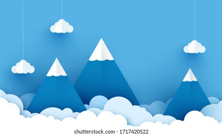 Green eco friendly and nature forest landscape abstract background.Paper art of ecology and environment conservation creative idea concept design.Vector illustration.