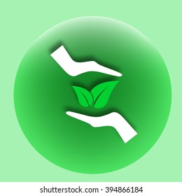 Green eco friendly sign. Vector illustration icon