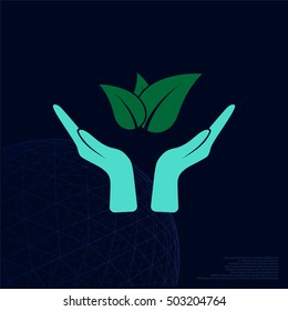 Green eco friendly sign. Vector illustration icon