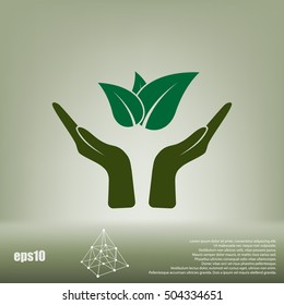Green eco friendly sign. Vector illustration icon