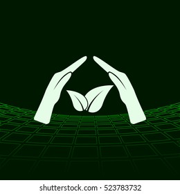Green eco friendly sign. Vector illustration icon