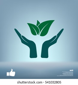 Green eco friendly sign. Vector illustration icon