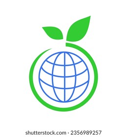 Green eco globe icon. Vector image