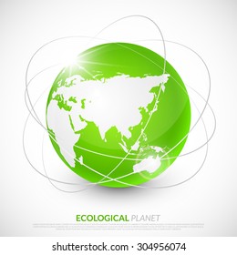 Green eco globe. Network intertwined Green Globe.