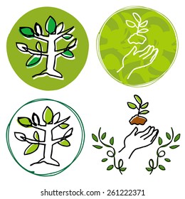 Green and Eco handwritten illustrations
