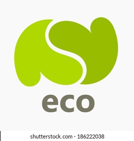 Green eco hearts symbol. Vector illustration
