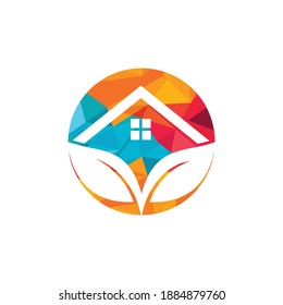 Green eco home logo design. Creative green house concept logo design template.	
