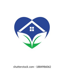 Green eco home logo design. Creative green house concept logo design template.	
