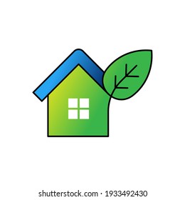 Green Eco Home Logo Icon Vector design illustration. Ecology Home logo icon design concept vector template. Trendy Eco Smart House vector icon design for website, symbol, logo, icon, sign, app, UI