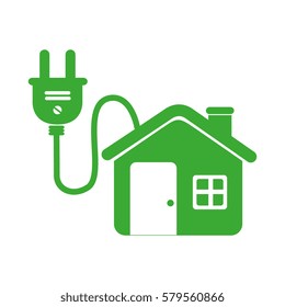 green eco house connected to light bulb