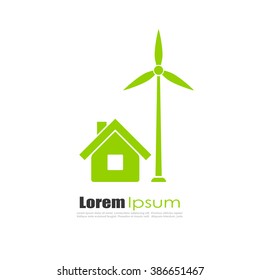 Green eco house logo isolated on white background