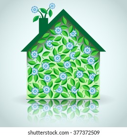 Green Eco house. Vector illustration.
