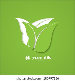 green eco icon with leaves