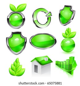 Green eco icon set. Vector