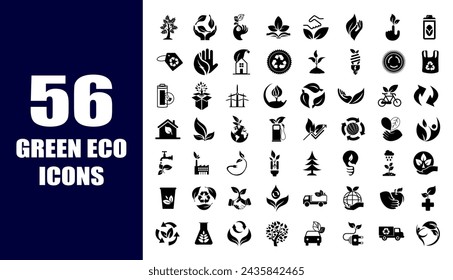 Green eco icons. environment floral. recycle.