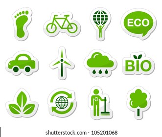 Green eco icons set