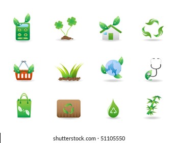 green eco icons set