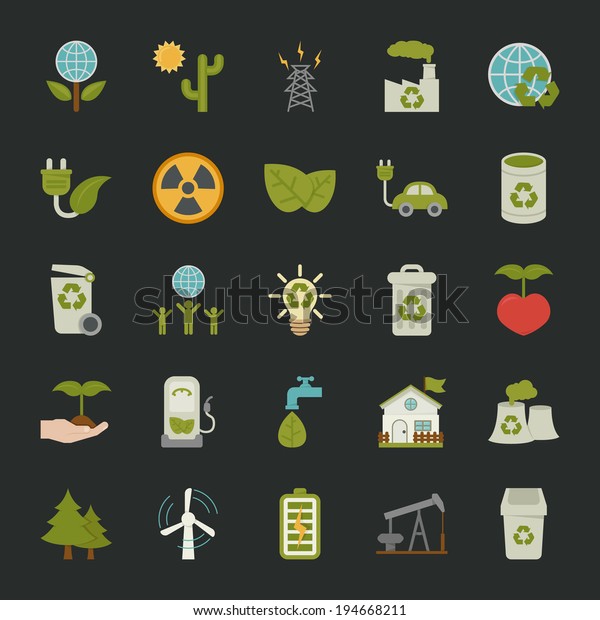 Green eco icons set\
, EPS 10 Vector Format