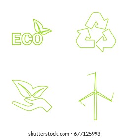 Green eco icons set. Green technologies. Vector design