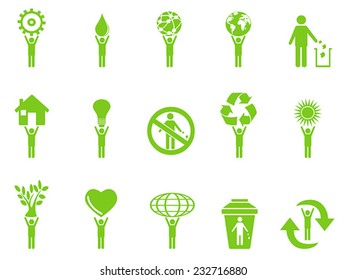 green eco icons stick figures series