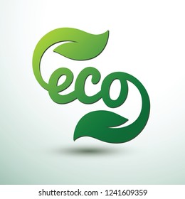 Green eco labels concept with leaves vintage style,vector illustration