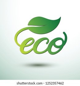 Green eco labels concept with leaves vintage style,vector illustration