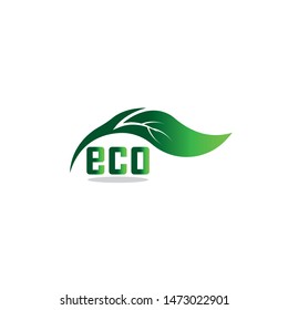 Green eco labels concept with leaves, vector illustration
