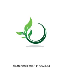 Green eco labels concept with leaves, vector illustration
