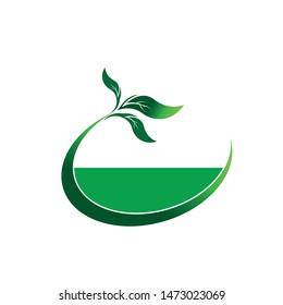 Green eco labels concept with leaves, vector illustration
