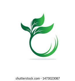 Green eco labels concept with leaves, vector illustration
