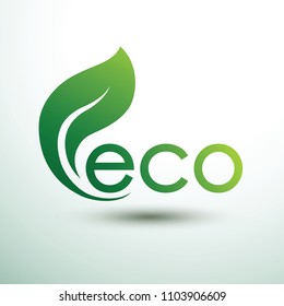 Green eco labels concept with leaves,vector illustration