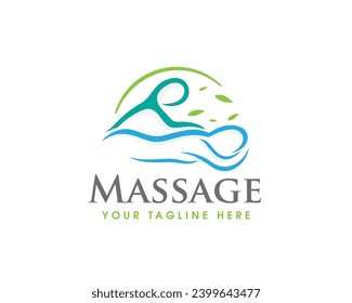 green eco leaf body massage spa therapy logo icon symbol design template illustration inspiration