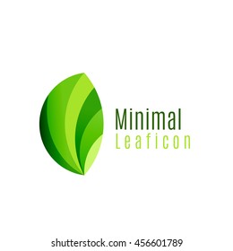 Green Eco Leaf Icon, Created With Circle Shapes. Ecology Or Environmental Concept. Geometric Minimal Nature Branding Logo Idea.