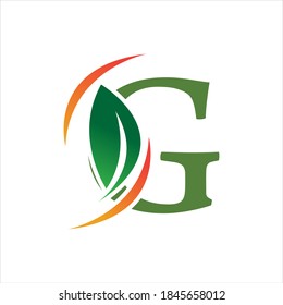 green eco leaf letter G logo illustration design template